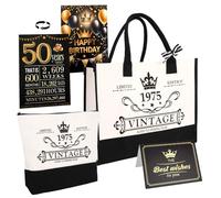 Zidoley 50° regalo di compleanno per le donne 1975 borsa morta attrezzatura da viaggio, 50° compleanno per mamma moglie amici, borsa & trousse cosmetica & poster di compleanno regalo per l'annata, 50