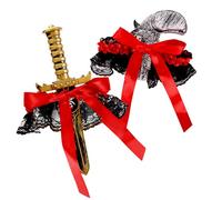 Zidoley Accessori Pirata Donna, Vestito Carnevale Pirata Donna Accessori - Coprigambe in Pizzo, Spada Pirata, Pistola Pirata per Halloween e Festa a Tema Pirata, Costume per Carnevale (Rosso)