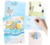 Zidoley Confezione regalo in denaro per comunione con portachiavi e buste