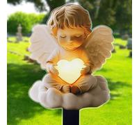 Zidoley Decorazioni Cimiteri Angelo, Pila Decorativa Per Tomba Con Angelo In Acrilico, 2D Cimitero Per Decorazione Esterna, Arredo Giardino Per Esterno Di Angeli (Angelo seduto)