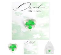 Zidoley Grazie regalo di quadrifoglio, portafortuna con biglietto e sacchetto in organza, quadrifoglio per donne, uomini, coppie, amici, angelo custode, regalo per occasioni speciali come esame