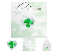 Zidoley Sei un bel regalo, quadrifoglio portafortuna con biglietto e sacchetto in organza, quadrifoglio per donne, uomini, coppie, amici, angelo custode, regalo per occasioni speciali come esame