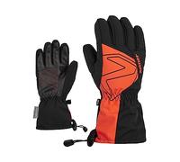 Ziener Guanti da sci per bambini, per sport invernali, impermeabili, extra caldi, in lana, colore nero, arancione bruciato, 3