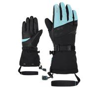 Ziener KALICE - Guanti da sci da donna, impermeabili, lunghi, colore nero, blu fiume