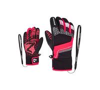 Ziener Lonzalo, guanti da sci per bambini, per sport invernali, impermeabili, Primaloft, colore nero, rosa fluo, 3