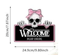 Ziennhu Segno di Halloween per Porta d'ingresso | Banner inquietante Trick or Treat con Campanello del e luci a LED | Effetto in in Bronzo Arredamento sospeso con Suono inquietante | Halween Ben