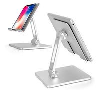 Zienstar Supporto Pieghevole per Tablet in Alluminio,Staffa Regolabile in Doppia Altezza e Angolazione per Tablet/iPad/Cellulare da 4"-15.6" (Argento)