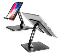 Zienstar Supporto Pieghevole per Tablet in Alluminio,Staffa Regolabile in Doppia Altezza e Angolazione per Tablet/iPad/Cellulare da 4"-15.6" (Grigio)