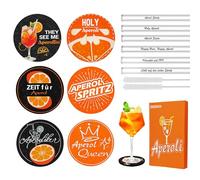 ZIENZENGYA Aperol Spritz 14 cannucce (6 sottobicchieri in feltro Aperol, 6 cannucce in vetro da 20 cm, con 2 spazzole per la pulizia), confezione regalo Holy Aperoli Spritz per fidanzata uomo