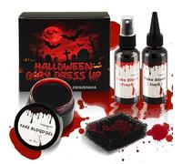 ZIENZENGYA Sangue artificiale per Halloween, 60 ml, sangue fresco artificiale, 60 ml, teatro rosso scuro, 30 ml, plasma sanguigno cagliato, 1 spugna, finto, lavabile per Halloween, zombie vampiro