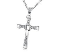 ZIERVIA Collana con croce Fast and Furious Dominic Toretto Vin Diesel - Regalo in argento sterling 925 for uomini, donne, ragazzi e ragazze(22G,70cm)