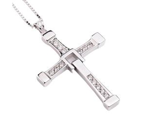 ZIERVIA Fast and Furious Vin Diesel Collana con croce in argento sterling 925 - Catena unisex con ciondolo crocifisso for uomo e donna - Set coordinato for coppia(16G(GIRL),60CM)