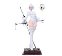 ZIERVIA Nier Automata 2B YorHa No.2 Tipo B Ritratto Modello - Figura in PVC ABS,con abito/tuta da battaglia nero/bianco, mascherato/smascherato Anime Regalo da collezione(WHITE,BATTLE SUIT)