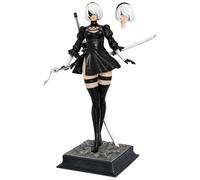 ZIERVIA Nier Automata 2B YorHa No.2 Tipo B Ritratto Modello - Figura in PVC ABS,con abito/tuta da battaglia nero/bianco, mascherato/smascherato Anime Regalo da collezione(BLACK,DRESS)