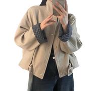 Zifipeoed Casual Long Sleeve Jacket for Women Spring Elegant Casual Office Short with Buttons albicocca S