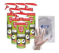 Zig Zag Cimici, Insetticida Microincapsulato a Lento Rilascio. Inodore, Specifico per Cimici, Anti Cimici ad Azione Rapida e Residuale, 500ml+OMAGGIO 100pz Guanti HDPE Monouso (6 Spray+1CF Guanti)