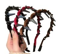 Zig Zag Headbands, Vintage High Cranium Artificial Pearl Hairband for Comfortable Fit and Reliable Hold at Evening Events Parties or Casual Outings (Black)
