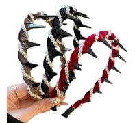 Zig Zag Headbands, Vintage High Cranium Artificial Pearl Hairband for Comfortable Fit and Reliable Hold at Evening Events Parties or Casual Outings (White)