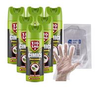 Zig Zag Insetticida Spray Inodore CIMICI. Ideale Contro Le Cimici e i Loro Nidi, Efficacia Fino a 2.5 m, Presidio Medico Chirurgico 300ml + OMAGGIO 100pz Guanti HDPE Monouso (6 Spray+1CF Guanti)