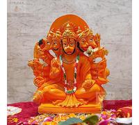 Zig Zag Lord Panchmukhi Hanuman ji Murti/statua arancione Sankat Mochan in poliresina idolo per tempio Pooja/decorazione casa auto ufficio (dimensioni: 15,2 cm)