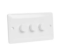 Zigbee Dimmer Smart Switch compatibile con Home Assistant, Philips Hue, Hubitat, Amazon Echo | Nessun filo neutro | Compatibile a 2 vie | LED e incandescente [RD1 bianco 3 gang]