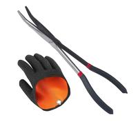 ZIGefofo 1 Pezzi Pinza da Pesca Curva 28 cm con 1 Mano Destra Guanti da Pesca Accessori da Pesca Pinza per Slamare Prendere i Pesci Pinze Utensili per Rilasciare Ami, Siluri, Lucci, Pesca
