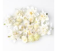 ZIGefofo 26 teste di fiori artificiali, 2-10 cm, diverse varietà, decorazione artificiale, mini fiore, fiori artificiali, decorazione per torte, matrimoni, fai da te, decorazione (bianco)