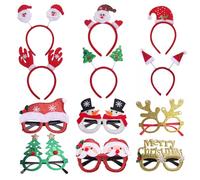 ZIGefofo 6 Cerchietti Natalizi e 6 Occhiali di Natale con Gli Elementi Dell'albero di Natale Degli Alci di Babbo Natale Accessori Natalizi per Forniture per Feste Regalo di Decorazioni Natalizie