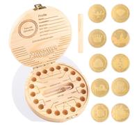ZIGefofo Set Fata dei Denti 10 Pezzi Con Monete e Scatola in Legno per Bambini - Conservare Denti Bambini Ragazze - Ricordo Regalo, Scatola dei Souvenir