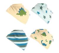 Ziggle bambino bandana dribble bavaglini, assorbente eccellente, adatto appena nato al bambino, premiato, 4 pack (dino & stars bavaglini per abbinare i calzini)