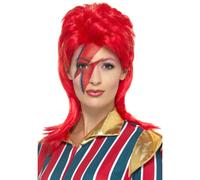 Ziggy Stardust Parrucca David Bowie Rosso Mullet Pop Star Adulti Celebrità Abito