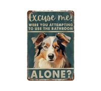 ZiGiuCHI Targa in metallo in alluminio, con scritta divertente in lingua inglese "Excuse Me Were You Attempting To Use The Bathroom Alone", divertente decorazione da parete per casa, garage, bar