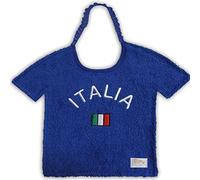 Zigozago - Bavaglino in Cotone a forma di Maglia da Calcio Nazionale Italia | Fatto a Mano | Personalizzabile con Nome | Colore Blu | Chiusura: Elastico | Misura: 30 x 22 cm | Taglia Unica