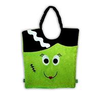 Zigozago - Bavaglino ricamato in spugna di cotone Lady Frankestein Halloween | Fatto a Mano | Personalizzabile con nome | Personalizzabile con Nome | Chiusura: Elastico | Misura: 20 x 24 cm