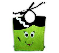 Zigozago - Bavaglino ricamato in spugna di cotone Lady Frankestein Halloween | Fatto a Mano | Personalizzabile con nome | Personalizzabile con Nome | Chiusura: Laccetto | Misura: 20 x 24 cm