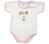 Zigozago - Body Neonato in Cotone 100% Made in Italy | Personalizzabile con Nomi di Mamma, papà e Bebè | Ricamo con Faccine di Famiglia | Taglia 0-1 Mese (50-56 cm), Colore Rosa