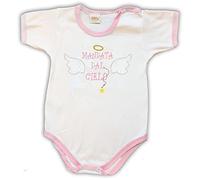 Zigozago - Body Neonato Manica Corta in Cotone con Ricamo Mandato dal Cielo e piccole Ali Applicate | Fatto a Mano in Italia | Personalizzabile con nome | Disponibile in Rosa e Azzurro