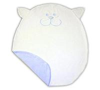 Zigozago - Copertina fatta a mano per neonato a forma di Gatto in caldo pile; Dimensione: culla - Colore: Azzurro