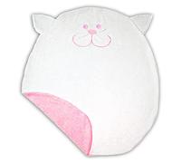 Zigozago - Copertina fatta a mano per neonato a forma di Gatto in caldo pile; Dimensione: culla - Colore: Rosa