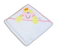 Zigozago - Telo Bagno con Cappuccio Ricamato Principessa | Realizzato in Spugna di Cotone 100% Morbida e Assorbente | Dimensione 75x75 cm | Ideale per Neonati fino ad 1 anno | Fatto a Mano artigianale
