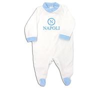 Zigozago - Tutina a Manica lunga in ciniglia di Cotone con ricamo Napoli | Fatto a Mano in Italia | Personalizzabile con il Nome del Bambino | Colori: Azzurro | Taglia: 0 mesi
