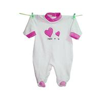 Zigozago - Tutina a Manica lunga in ciniglia di Cotone con ricamo -Papà + io- | Fatto a Mano in Italia | Personalizzabile con Nome del Bambino | Bordo: Rosa | Taglie: 3/6 mesi