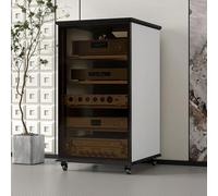 ZIGTUEI Mobile Hifi, Mobile Stereo, Con Ripiani Regolabili, Mobiletto Portaoggetti AV, Supporto For Lettore CD, Per Soggiorno, Sala Teatro, Centro Intratte(White,99.2cm/39.1in)