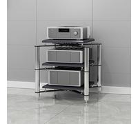 ZIGTUEI Mobile Hifi, Mobile Stereo Hifi, Rack Hifi, Rack Audio Mobiletto Portaoggetti, Rinforzato Per Rack Audio, Scaffale Per Console, Per Amplificatore/Stampante(Silver,70x75cm/27.6x29.5in)