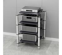 ZIGTUEI Mobile Hifi, Mobile Stereo Hifi, Rack Hifi, Rack Audio Mobiletto Portaoggetti, Rinforzato Per Rack Audio, Scaffale Per Console, Per Amplificatore/Stampante(Silver,70x90cm/27.6x35.4in)