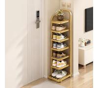 ZIGTUEI Scarpiera Verticale, Scaffale Portascarpe Stretto, Organizer Multilivello, Ripiano Pieghevole Salvaspazio, Ideale Per Ingresso E Dormitorio(Gold,112cm/44.1in)