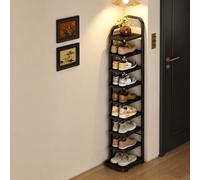 ZIGTUEI Scarpiera Verticale, Scaffale Portascarpe Stretto, Organizer Multilivello, Ripiano Pieghevole Salvaspazio, Ideale Per Ingresso E Dormitorio(Black,144cm/56.7in)