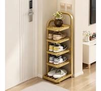 ZIGTUEI Scarpiera Verticale, Scaffale Portascarpe Stretto, Organizer Multilivello, Ripiano Pieghevole Salvaspazio, Ideale Per Ingresso E Dormitorio(Gold,80cm/31.5in)