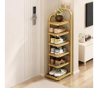 ZIGTUEI Scarpiera Verticale, Scaffale Portascarpe Stretto, Organizer Multilivello, Ripiano Pieghevole Salvaspazio, Ideale Per Ingresso E Dormitorio(Gold,96cm/37.8in)
