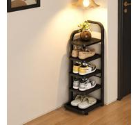 ZIGTUEI Scarpiera Verticale, Scaffale Portascarpe Stretto, Organizer Multilivello, Ripiano Pieghevole Salvaspazio, Ideale Per Ingresso E Dormitorio(Black,80cm/31.5in)